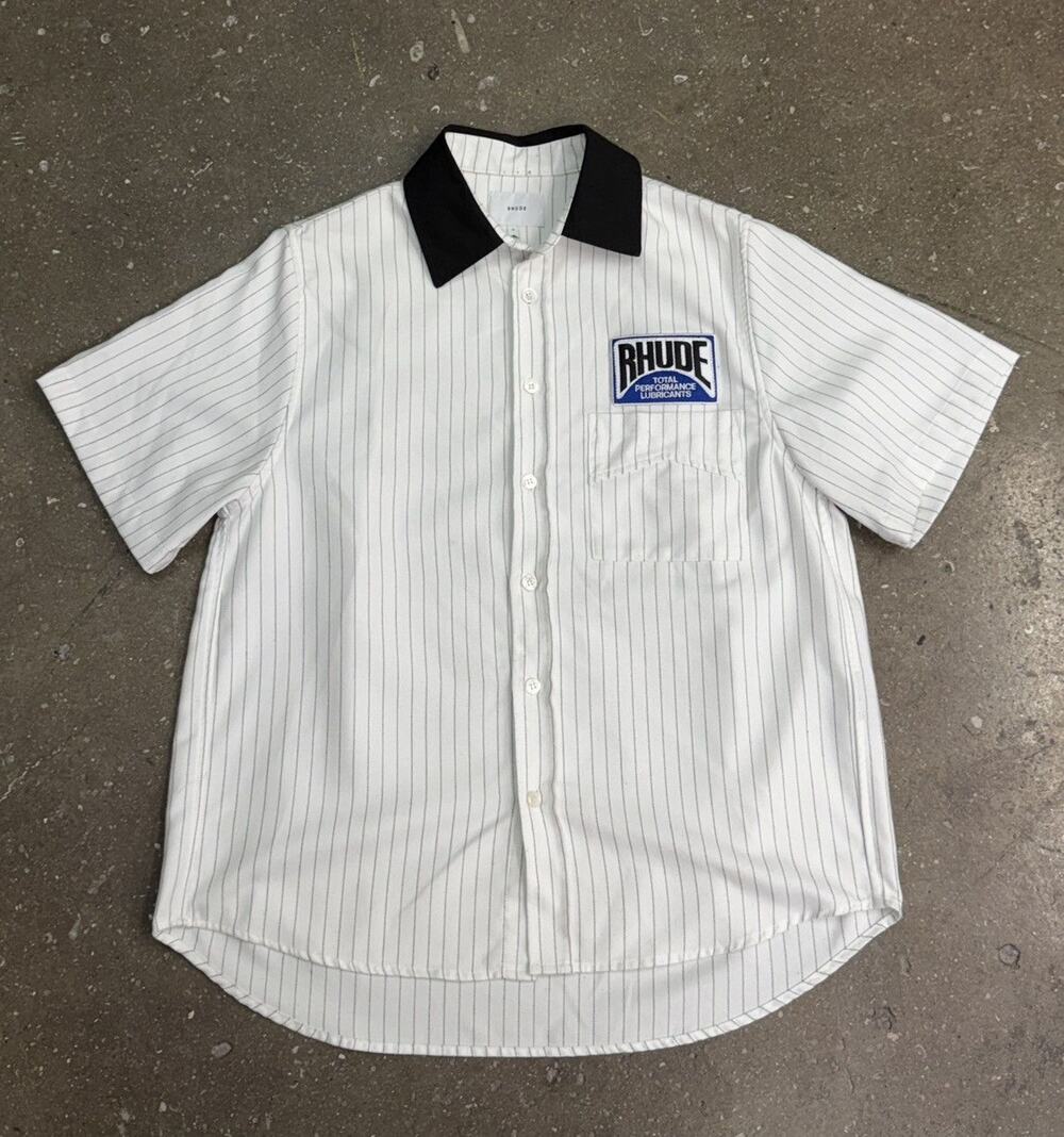 Rhude Twill Stripe Mechanic Button Up Shirt